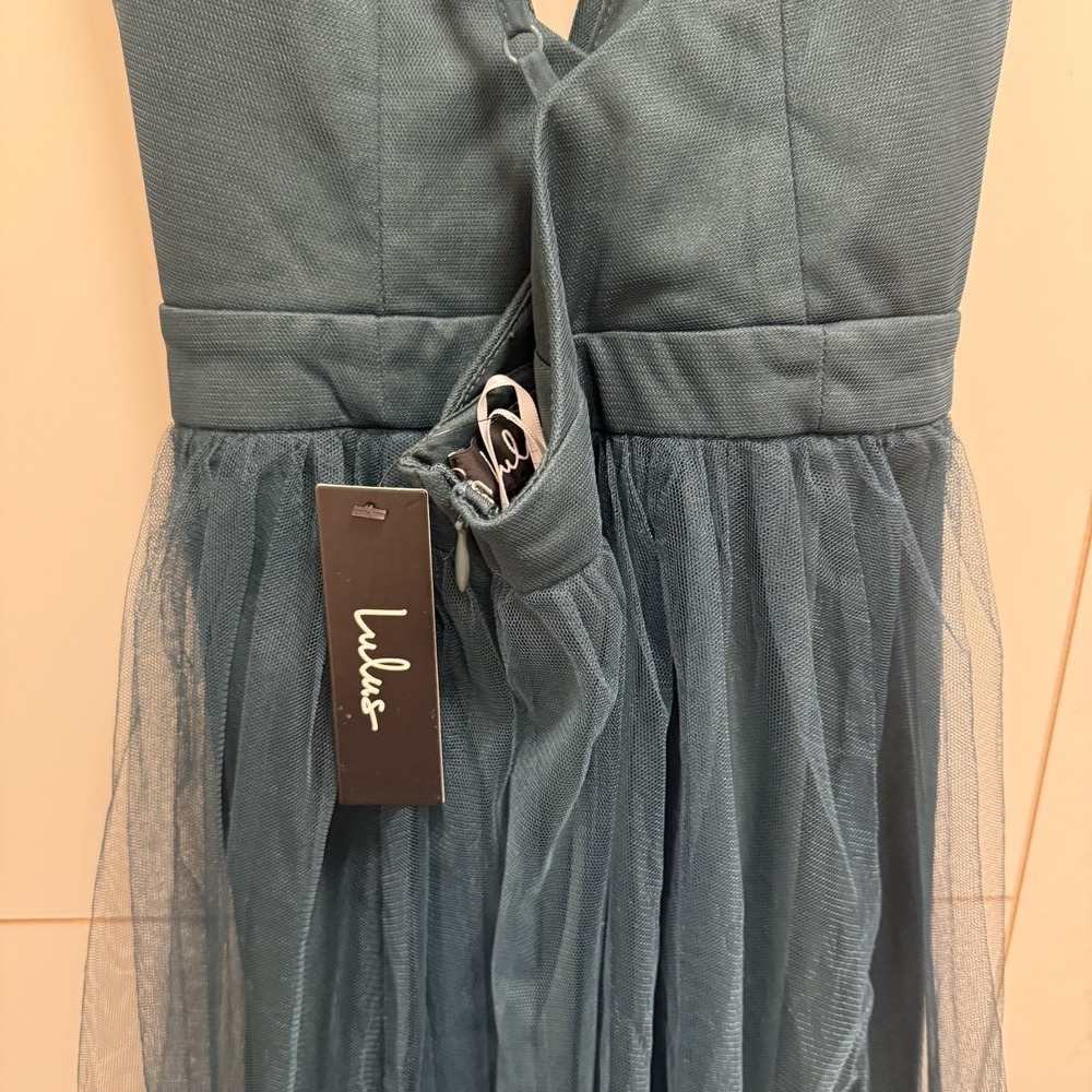 Lulus Rare Beauty Hunter Green Tulle Backless Maxi Dress M - Picture 6 of 9